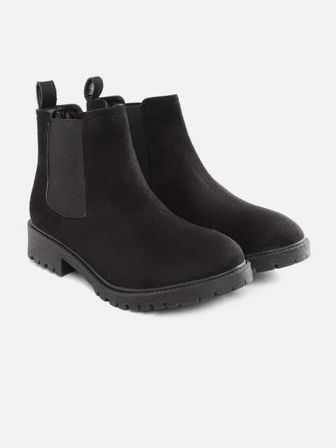 

DressBerry Women Black Solid Flat Boots