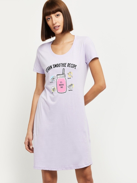 

max Purple Printed Above Knee T-Shirt Nightdress