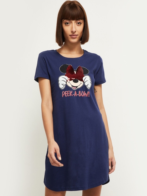 

max Women Blue Printed Nightdress