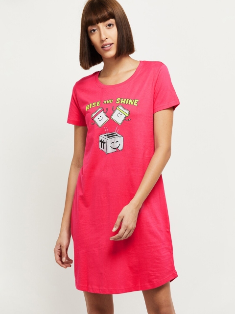 

max Women Pink Printed T-Shirt Nightdress