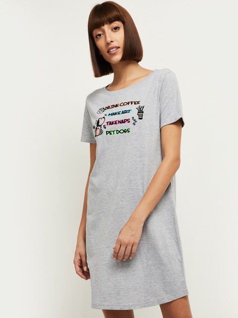 

MAX Women Grey Printed Lounge Dress