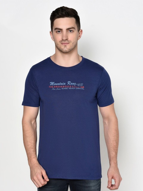 

ELEGANCE Men Blue Typography T-shirt