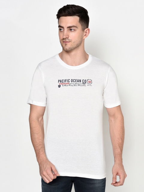 

ELEGANCE Men White & Black Typography Printed T-shirt
