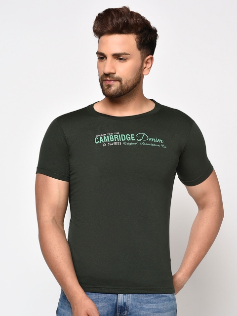 

ELEGANCE Men Green Typography Printed T-shirt