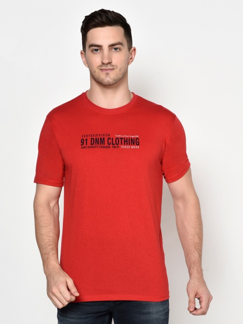 

ELEGANCE Men Red & Black Typography Printed T-shirt