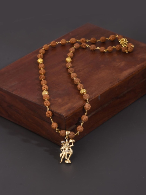 

Tistabene Men Gold-Plated & Brown Sankatmochan Hanuman Pendant