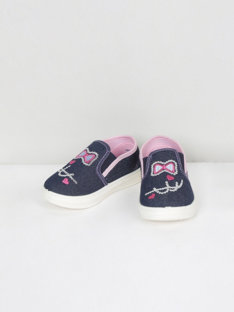 

max Girls Blue Embeoidred Slip-On Sneakers