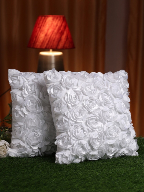 

HOSTA HOMES White Set of 2 Embellished Square Cushion Covers