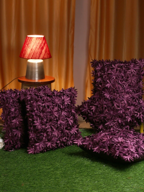 

HOSTA HOMES Purple Set of 5 Embellished Square Cushion Covers