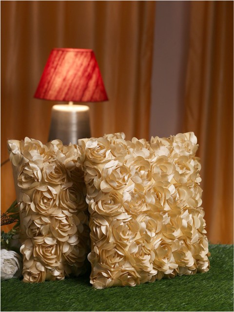 

HOSTA HOMES Beige Set of 2 Embellished Square Cushion Covers
