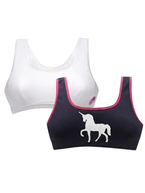

DChica Girls Pack Of 2 White & Navy Blue Everyday Bra