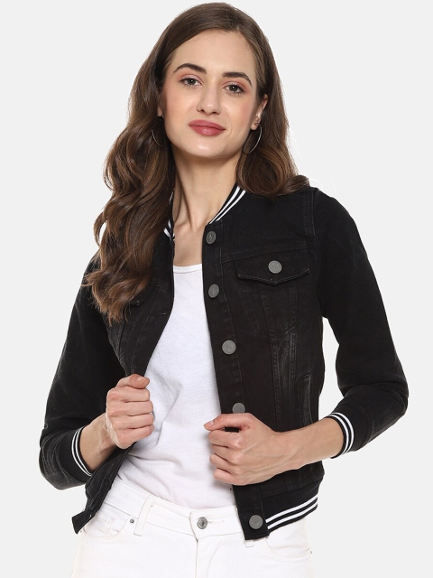 

Campus Sutra Women Black Windcheater Crop Denim Jacket