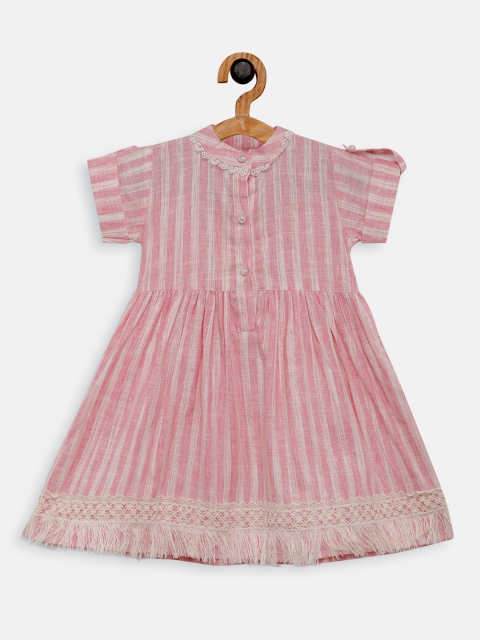 

Aomi Girls Pink & Off White Striped Dress