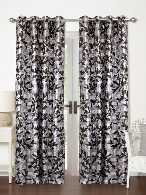 

Home Sizzler Black Set Of 2 Printed Door Curtains