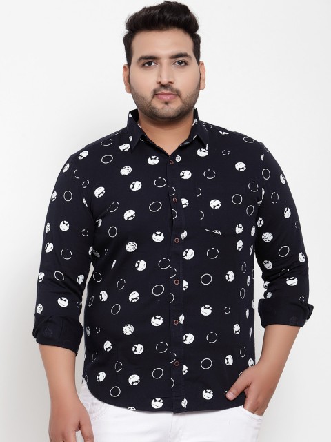 

plusS Men Navy Blue Opaque Printed Casual Shirt