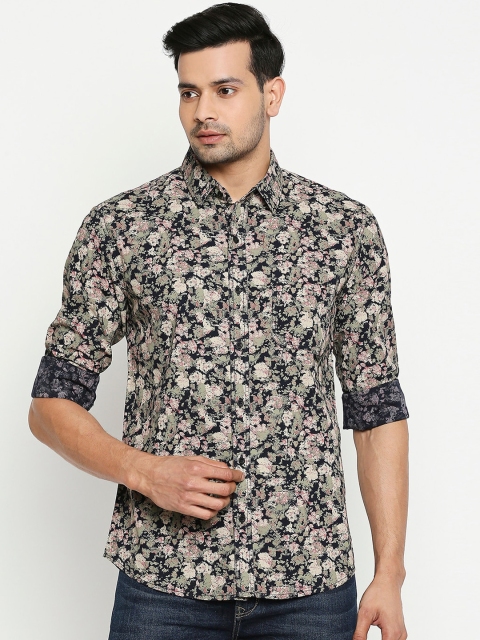 

Mufti Men Navy Blue Slim Fit Floral Opaque Printed Casual Shirt