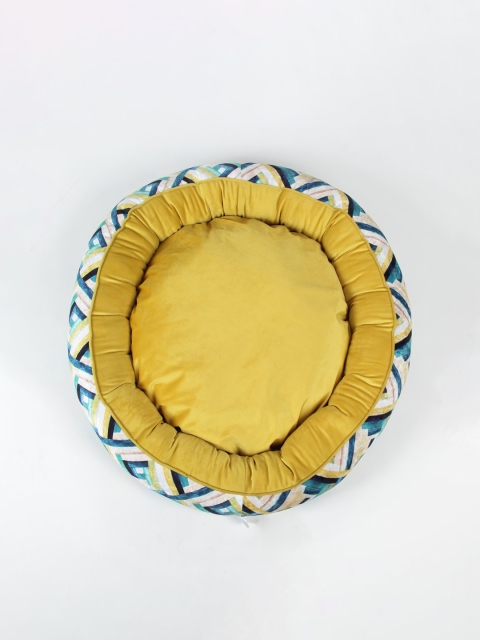 

WIGGLE TWIDDLE Yellow & Blue Self Design Large Donut Dog Bed