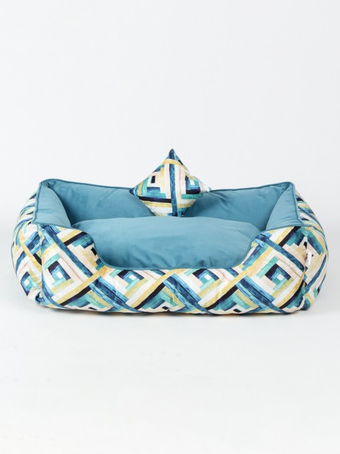 

WIGGLE TWIDDLE Turquoise Blue & Yellow Printed Pet Bed