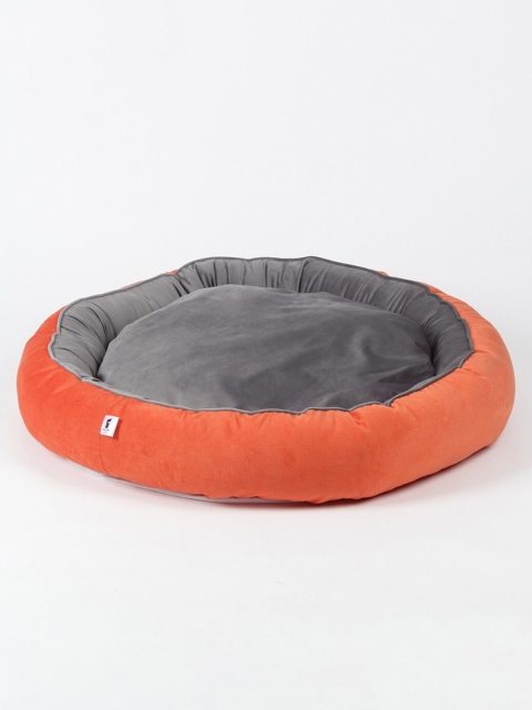 

WIGGLE TWIDDLE Unisex Orange & Grey Solid Pet Bed
