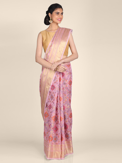 

Shruti and Mangaaysh Pink & Orange Zari Art Silk Banarasi Saree