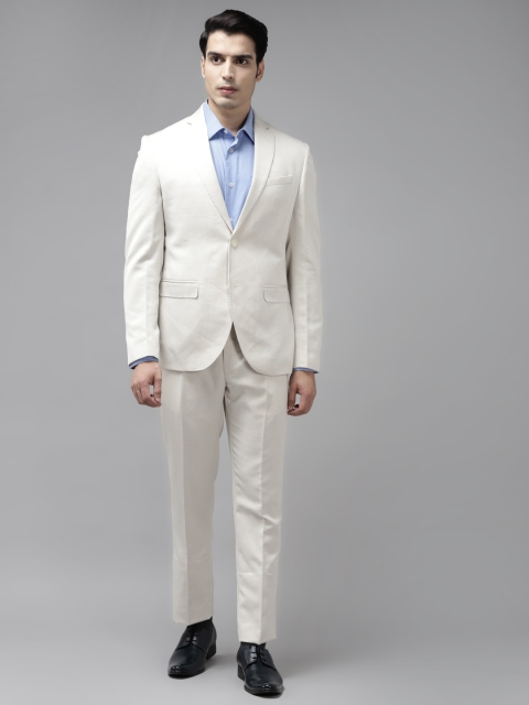 

Blackberrys Men Off-White Solid Slim Fit Single-Breasted 2-Piece Formal Suit