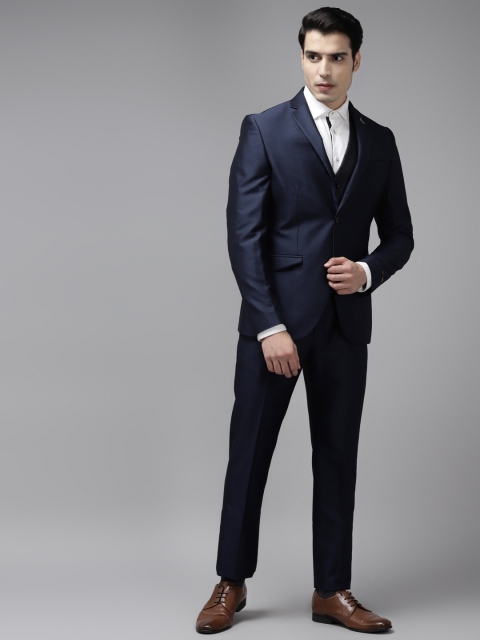 

Blackberrys Men Navy Blue Solid Single-Breasted Slim Fit Suit