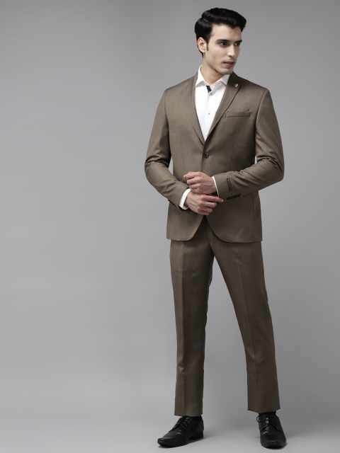 

Blackberrys Men Taupe Solid Slim Fit Single-Breasted 2-Piece Formal Suit