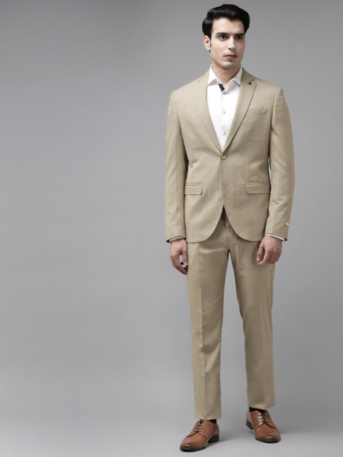 

Blackberrys Men Beige Solid Slim Fit Single-Breasted 2-Piece Formal Suit
