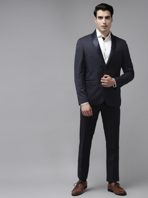 

Blackberrys Men Navy Blue Solid Slim Fit Single-Breasted 2-Piece Tuxedo