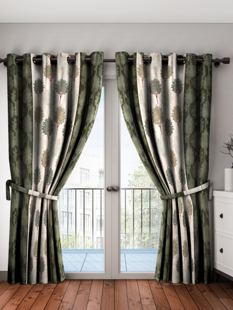 

Home Sizzler Green & Off-White Set of 2 Door Curtains