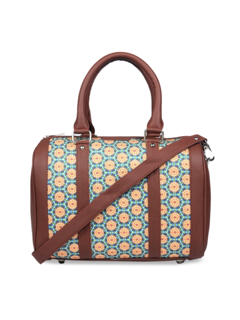 

ZOUK Women Yellow Geometric Printed Structured Handheld Bag