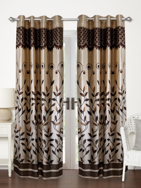 

Home Sizzler Brown Set Of 2 Printed Regular Door Curtains