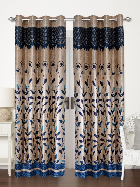 

Home Sizzler Blue Set Of 2 Printed Regular Door Curtains