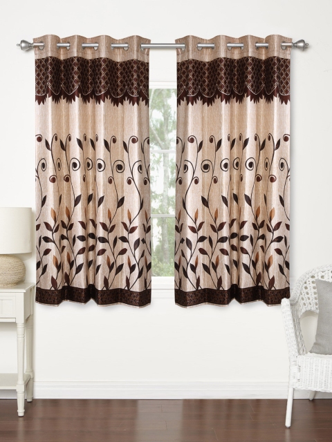 

Home Sizzler Brown Set of 2 Printed Regular Window Curtains