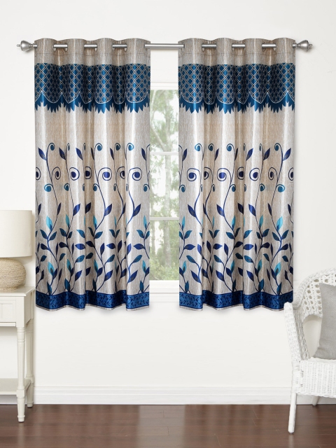 

Home Sizzler Blue Set of 2 Printed Regular Window Curtains