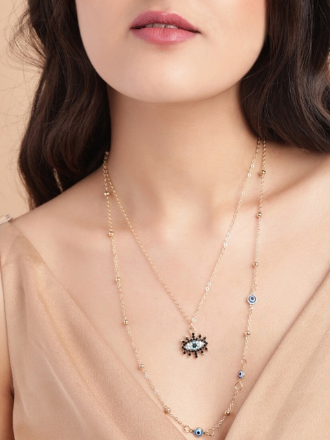 

TOKYO TALKIES X rubans FASHION ACCESSORIES Gold-Toned & Blue Gold-Plated Layered Chain