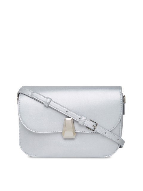 

CHARLES & KEITH Silver-Toned PU Swagger Sling Bag with Tasselled