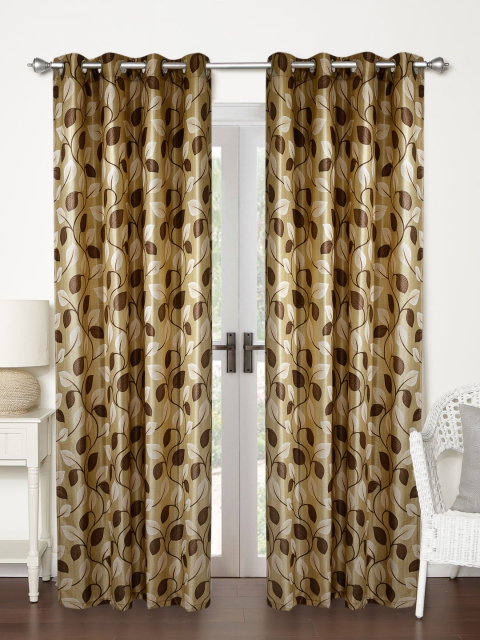 

Home Sizzler Beige & Brown Set Of 2 Regular Printed Door Curtains