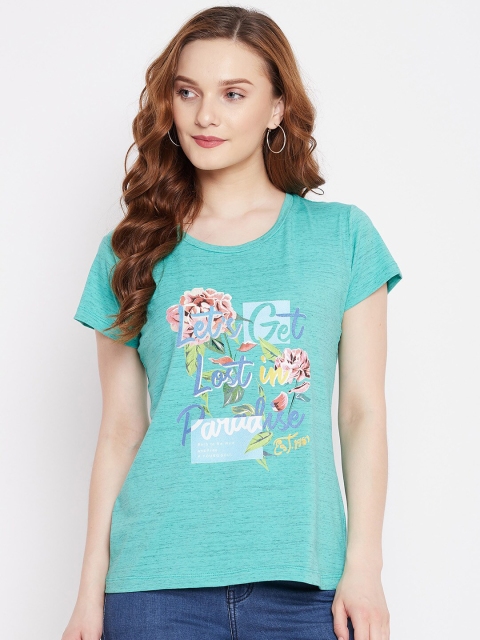 

NEVA Women Green Typography Printed T-shirt