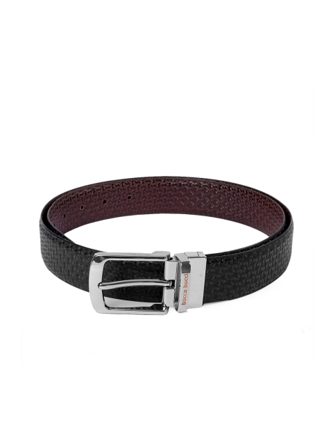 

bacca bucci Men Black & Brown Textured Leather Reversible Belt
