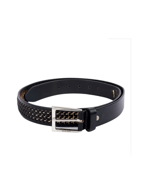 

bacca bucci Men Black Textured Leather Belt