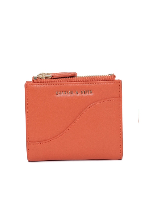 

CHARLES & KEITH Women Orange PU Zip Around Wallet