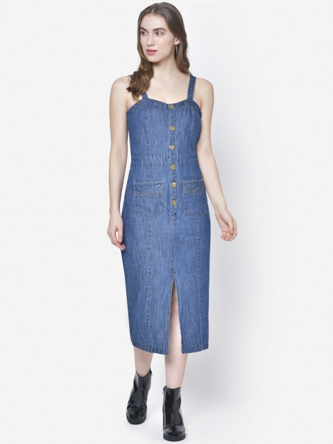 

Martini Blue Denim A-Line Midi Dress