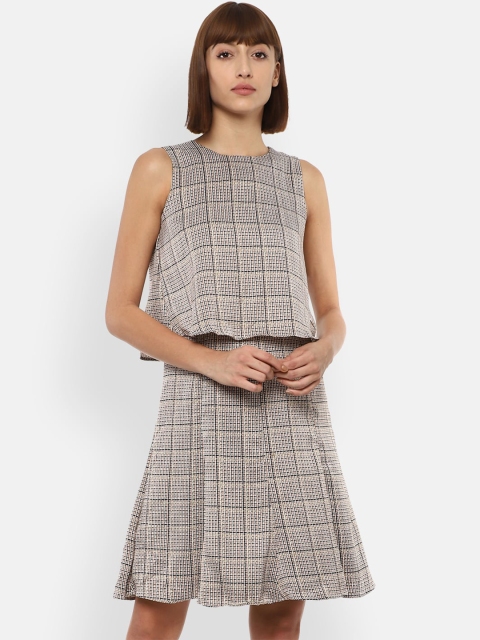 

Van Heusen Woman Beige Checked Dress