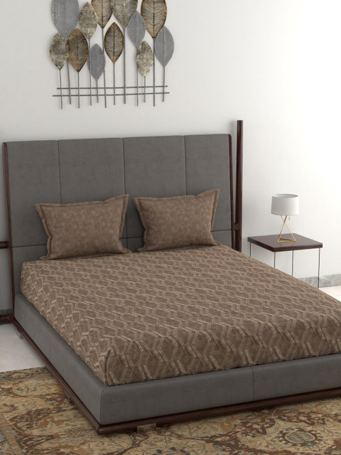 

Trident Brown Geometric 144 TC Queen Bedsheet with 2 Pillow Covers