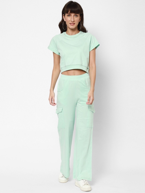 

Twenty3 Women Sea Green Solid Top with Trousers