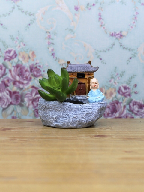 

Wonderland Grey Monk with House Succulent Planter
