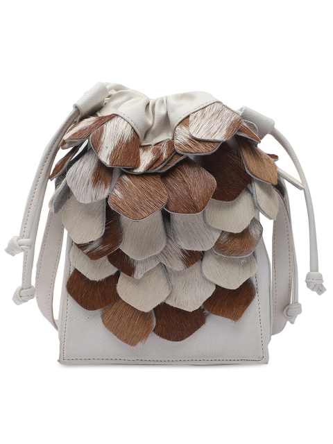 

Clotche White & Brown Bucket Bag