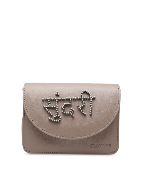 

Clotche Beige Embellished PU Swagger Sling Bag