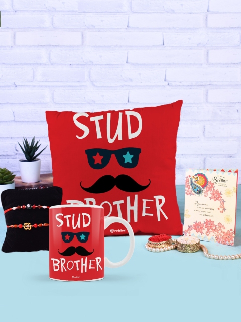 

Archies Red & White Mug & Cushion Rakhi Gift Set